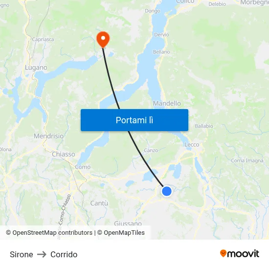 Sirone to Corrido map
