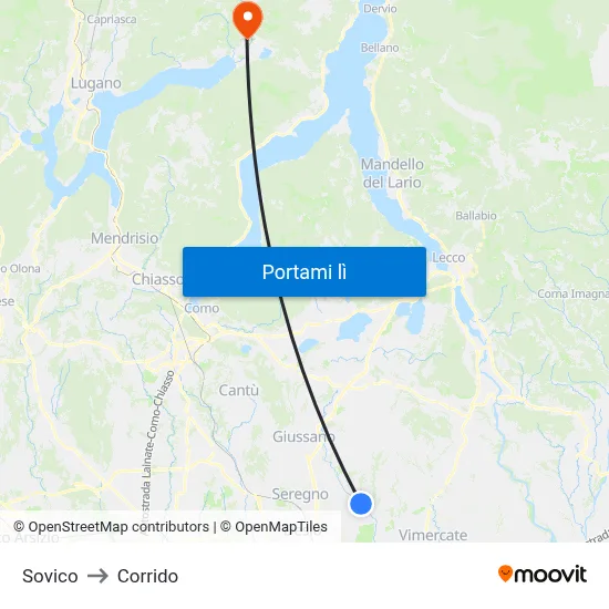 Sovico to Corrido map