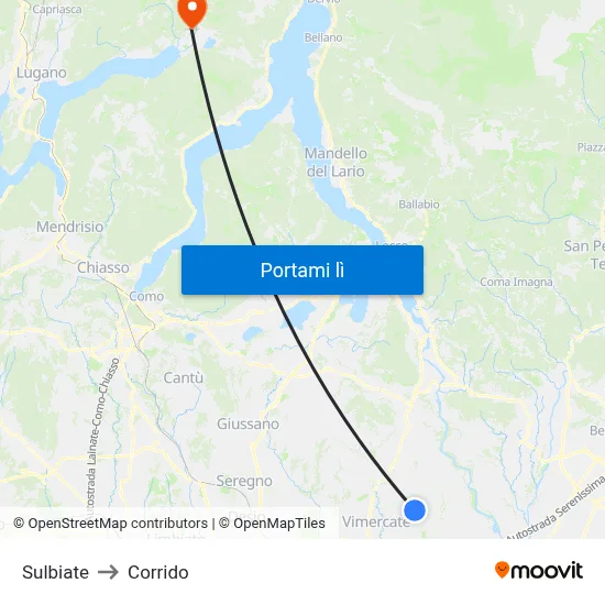 Sulbiate to Corrido map