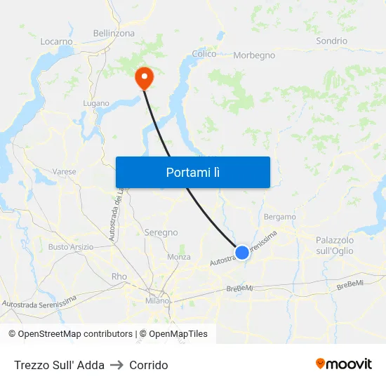 Trezzo Sull' Adda to Corrido map