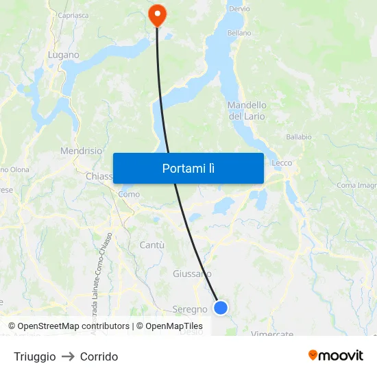 Triuggio to Corrido map