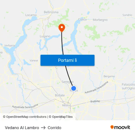 Vedano Al Lambro to Corrido map
