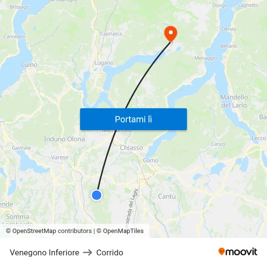 Venegono Inferiore to Corrido map