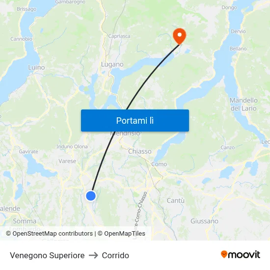 Venegono Superiore to Corrido map