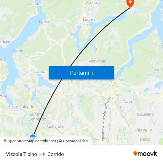 Vizzola Ticino to Corrido map