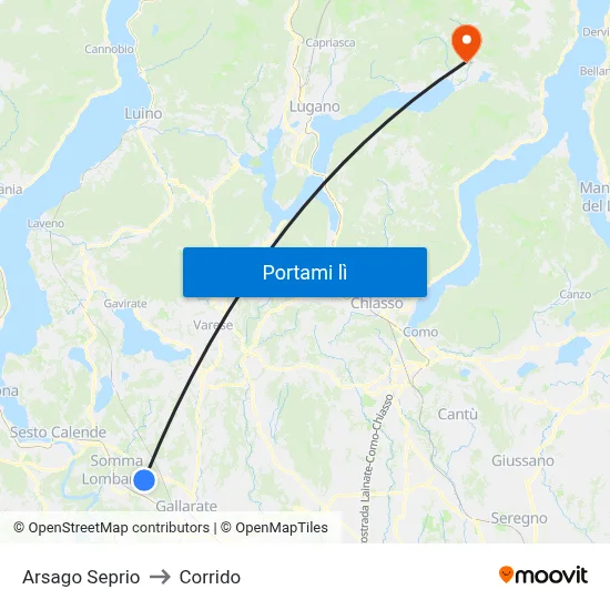 Arsago Seprio to Corrido map