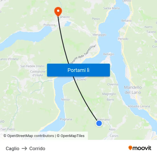 Caglio to Corrido map