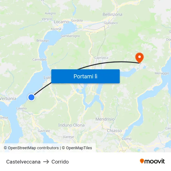 Castelveccana to Corrido map