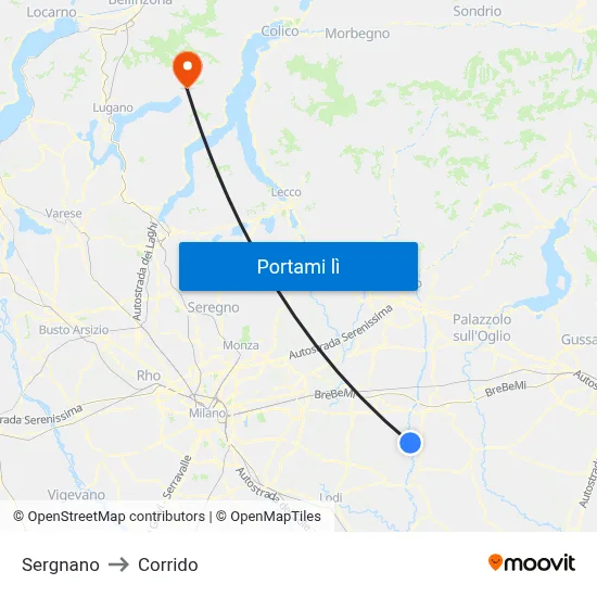 Sergnano to Corrido map