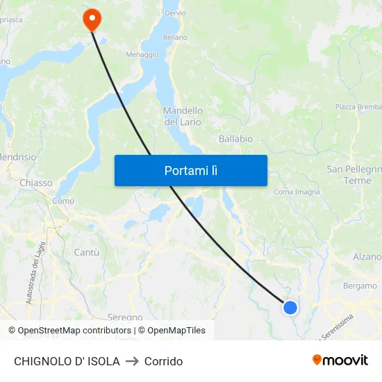 CHIGNOLO D' ISOLA to Corrido map