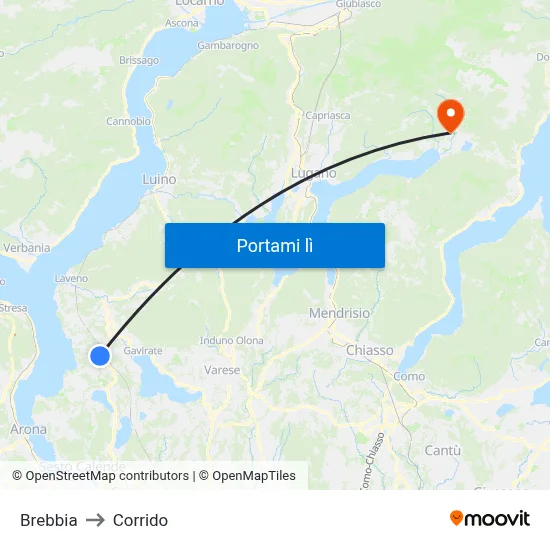 Brebbia to Corrido map