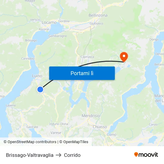 Brissago-Valtravaglia to Corrido map