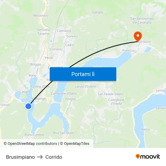 Brusimpiano to Corrido map