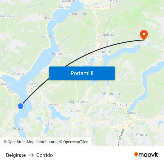 Belgirate to Corrido map