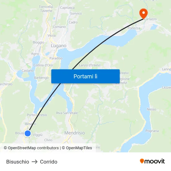 Bisuschio to Corrido map