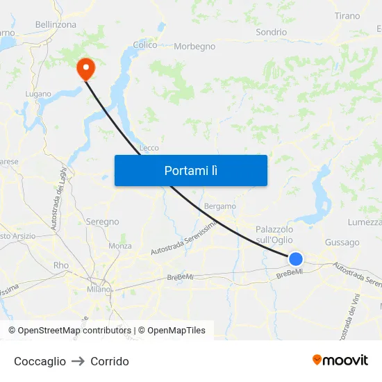 Coccaglio to Corrido map