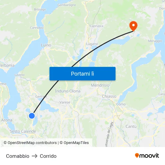 Comabbio to Corrido map