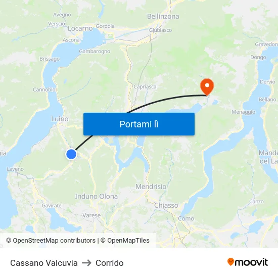 Cassano Valcuvia to Corrido map