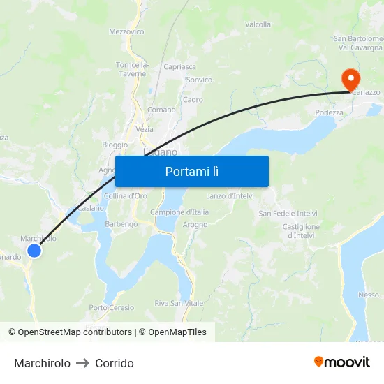 Marchirolo to Corrido map