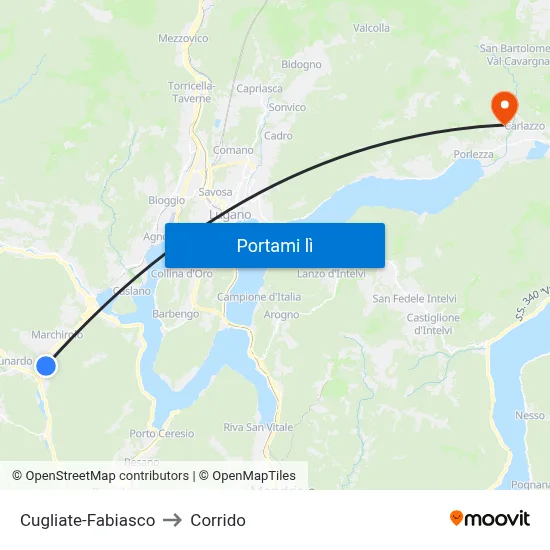 Cugliate-Fabiasco to Corrido map