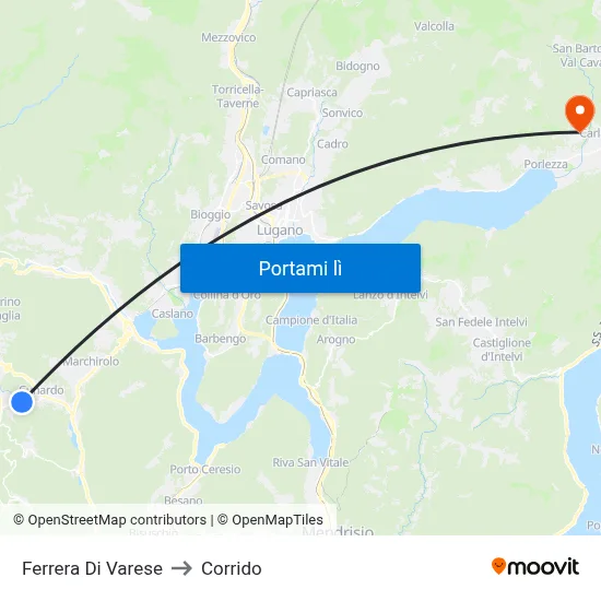 Ferrera Di Varese to Corrido map