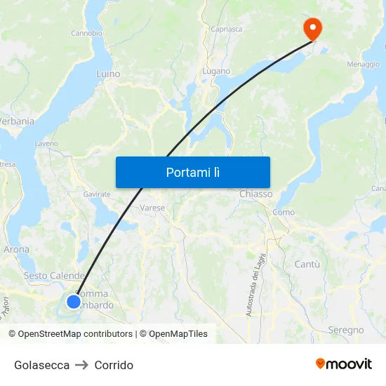 Golasecca to Corrido map