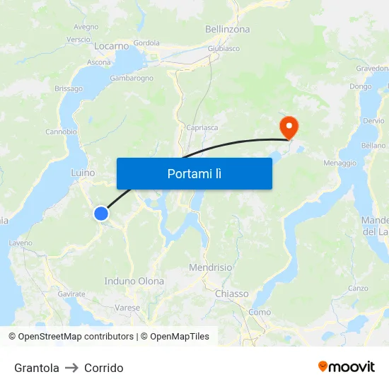 Grantola to Corrido map