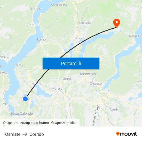 Osmate to Corrido map