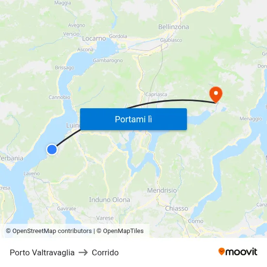 Porto Valtravaglia to Corrido map