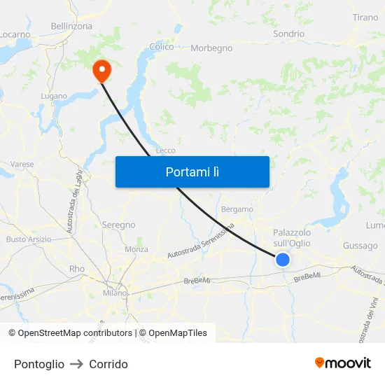 Pontoglio to Corrido map