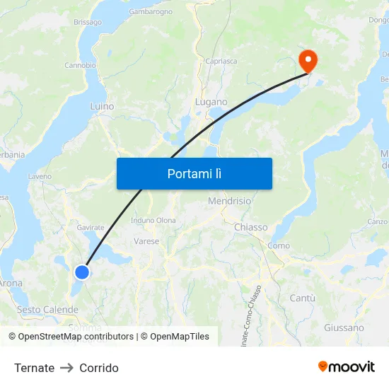 Ternate to Corrido map