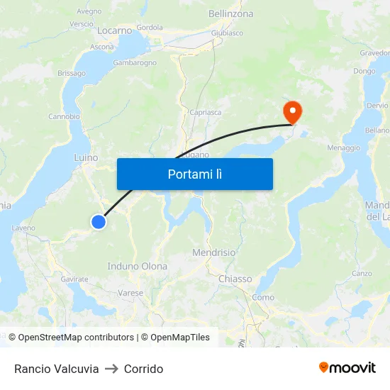 Rancio Valcuvia to Corrido map