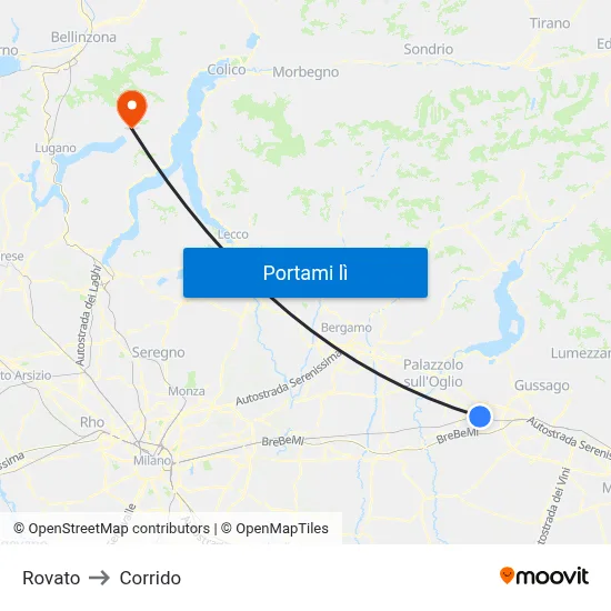 Rovato to Corrido map