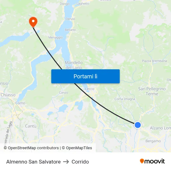 Almenno San Salvatore to Corrido map