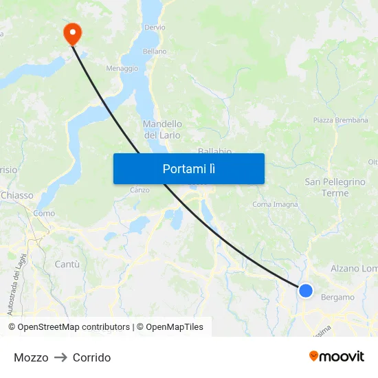 Mozzo to Corrido map