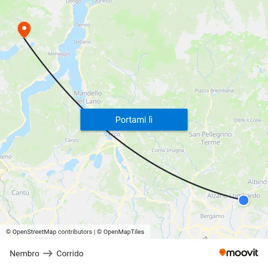Nembro to Corrido map