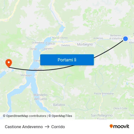 Castione Andevenno to Corrido map