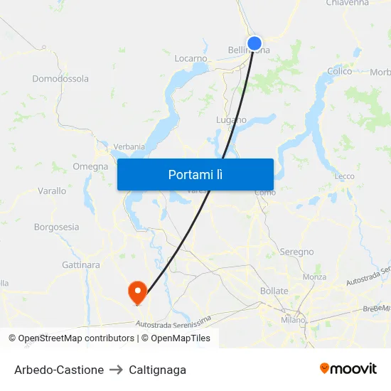 Arbedo-Castione to Caltignaga map