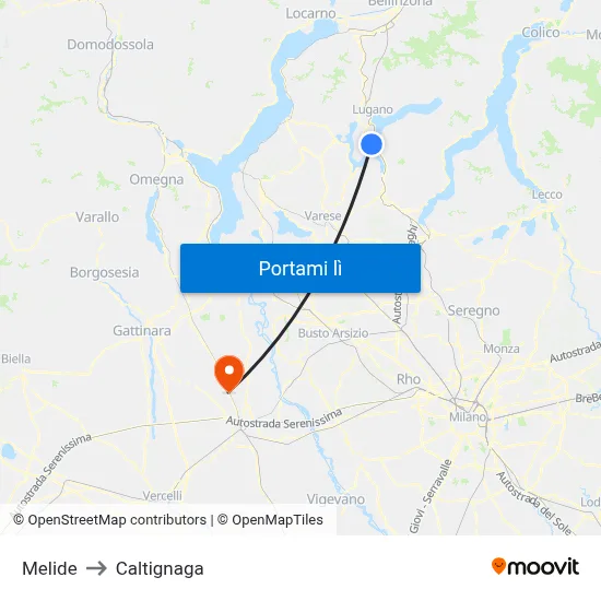 Melide to Caltignaga map