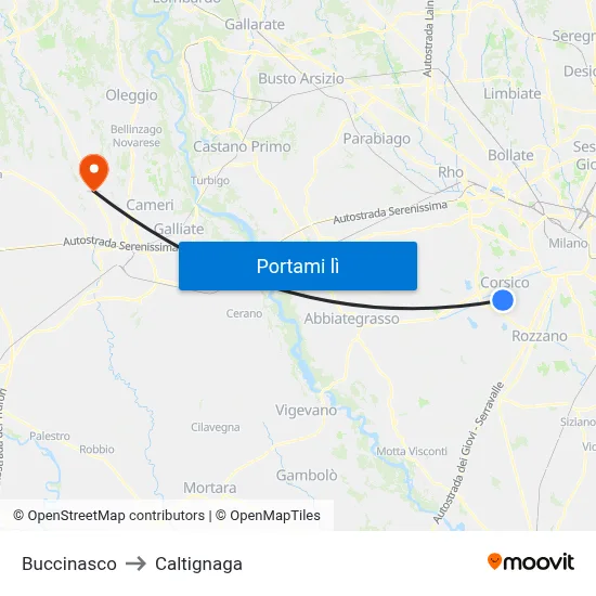 Buccinasco to Caltignaga map