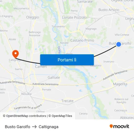 Busto Garolfo to Caltignaga map