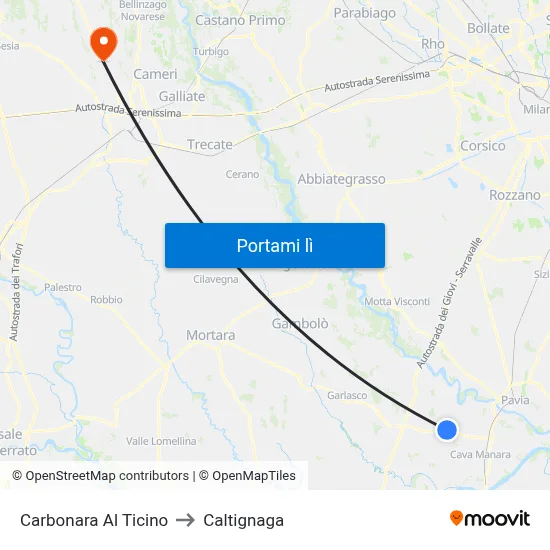 Carbonara Al Ticino to Caltignaga map