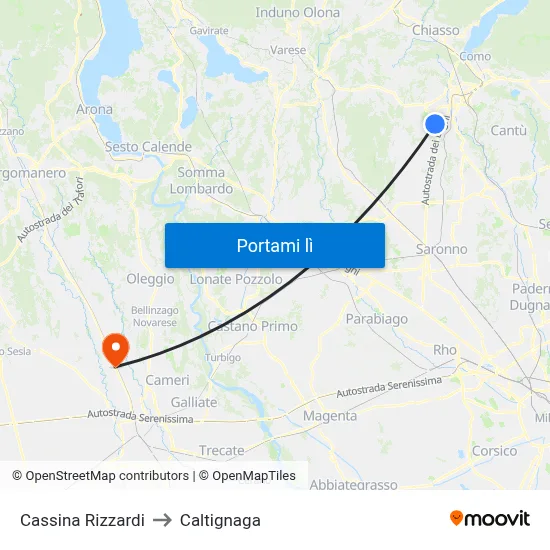 Cassina Rizzardi to Caltignaga map