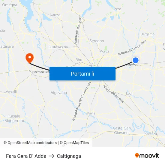 Fara Gera D' Adda to Caltignaga map