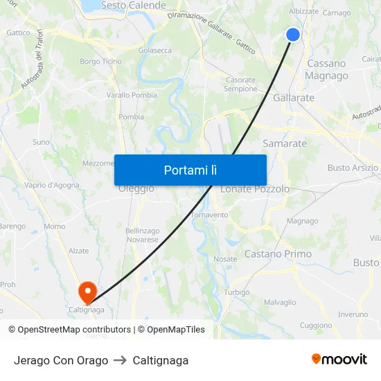 Jerago Con Orago to Caltignaga map