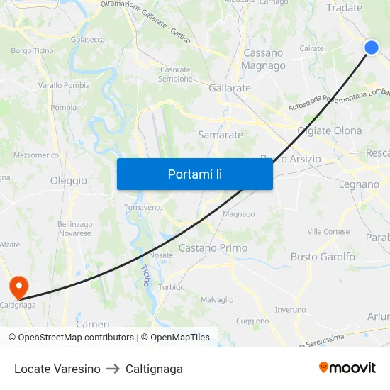 Locate Varesino to Caltignaga map