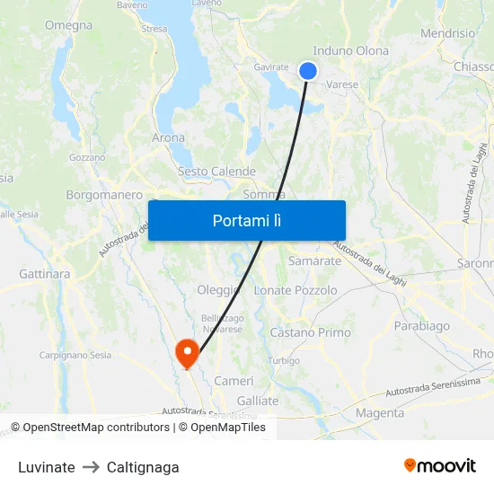 Luvinate to Caltignaga map