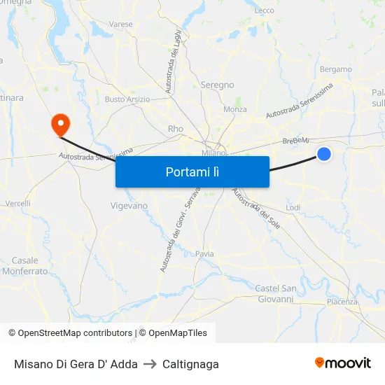 Misano Di Gera D' Adda to Caltignaga map