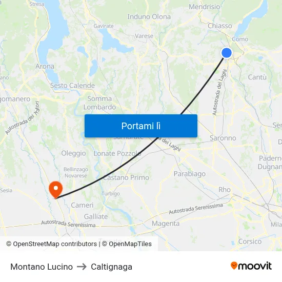 Montano Lucino to Caltignaga map