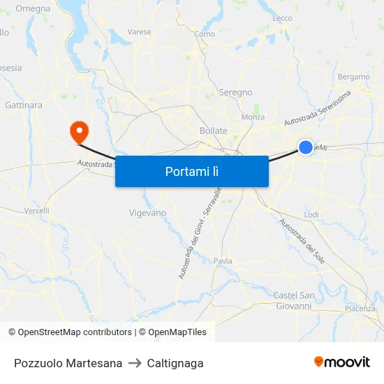 Pozzuolo Martesana to Caltignaga map